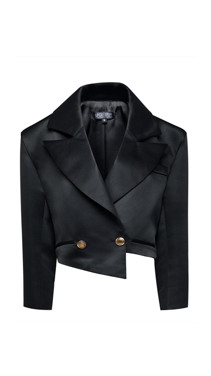 The Asymmetrical Cropped Blazer in Black