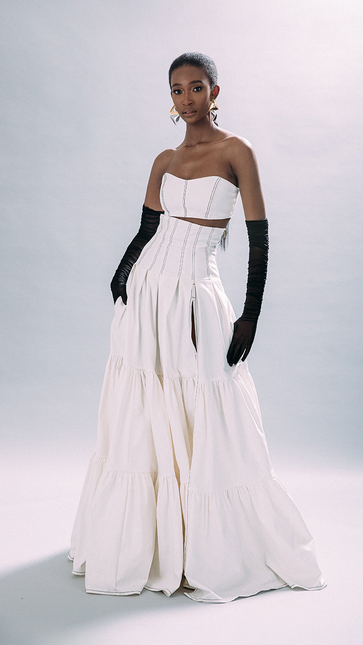The Corset Maxi Skirt in White