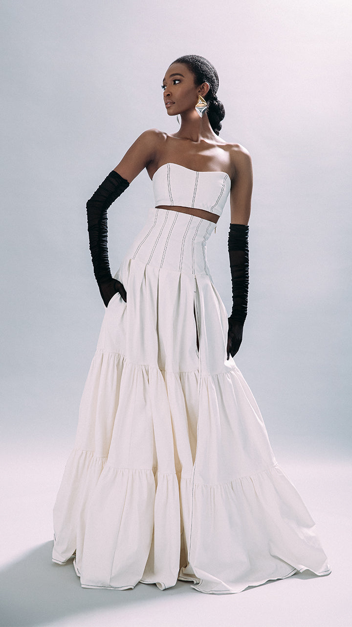 The Corset Maxi Skirt in White