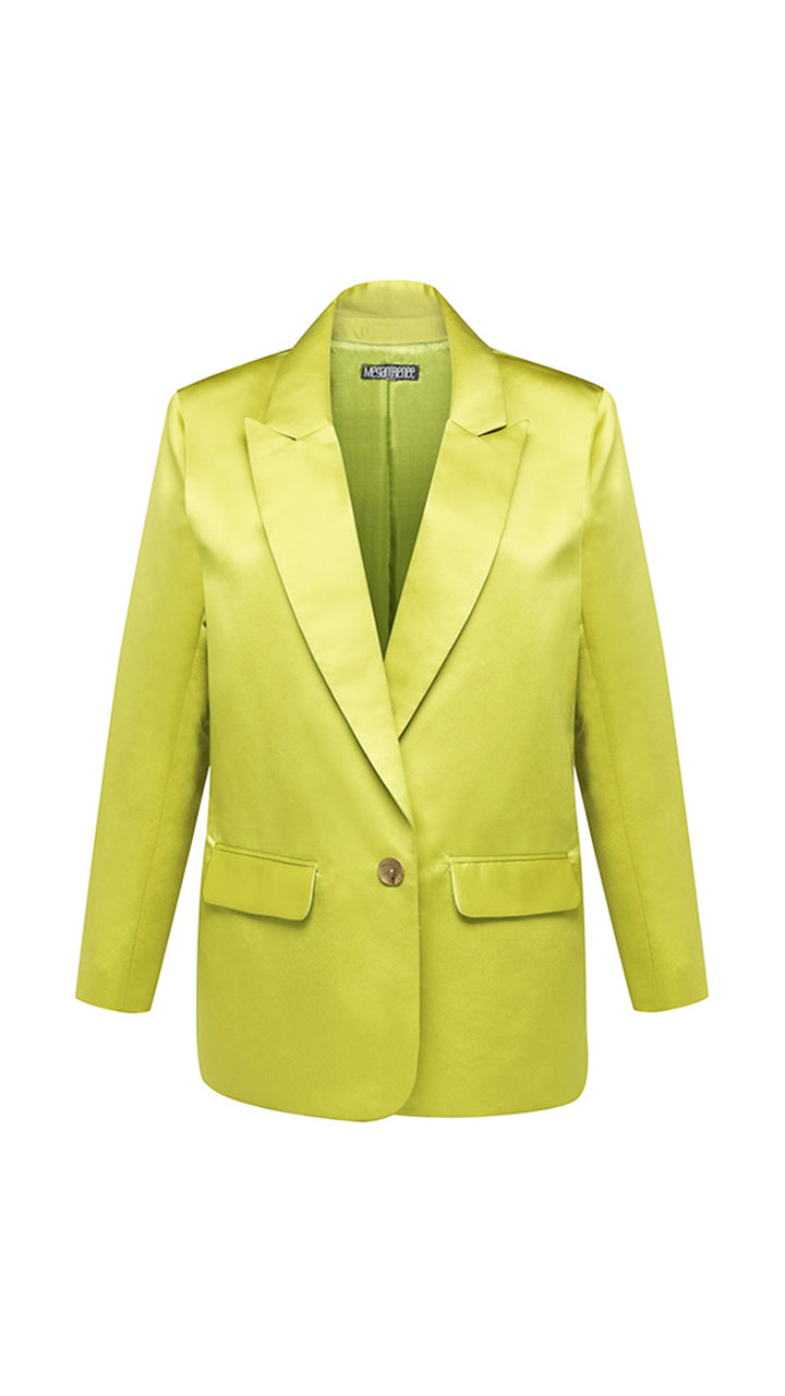 The Satin Power Blazer in Citron