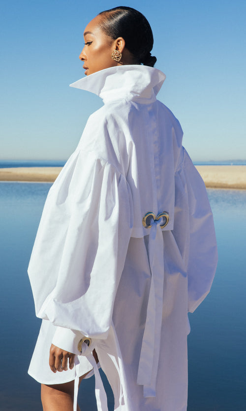 Remixed Shirt Dress-White