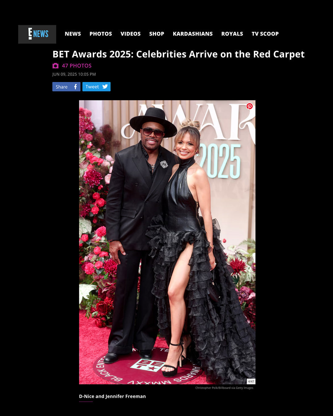 Jennifer Freeman wears MEGAN RENEE at the 2025 BET Awards Red Carpet. Photo by Christopher Polk/Billboard via Getty Images