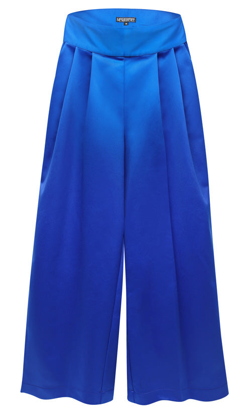 Cobalt Satin Wide Leg Trouser